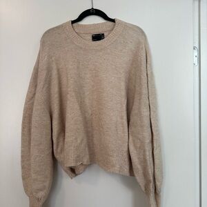 ASOS Cream Crew Neck Sweater with Ribbed Cuffs